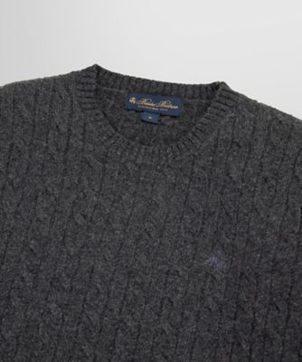ウール GFロゴ ケーブル クルーネックセーター | Brooks