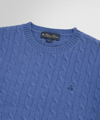 【美品 XLサイズ】ブルックスブラザーズ ケーブルニット ウール ネイビー ウール GFロゴ ケーブル クルーネックセーター | Brooks