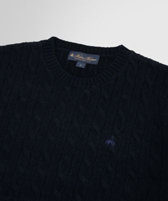 ウール GFロゴ ケーブル クルーネックセーター | Brooks Brothers