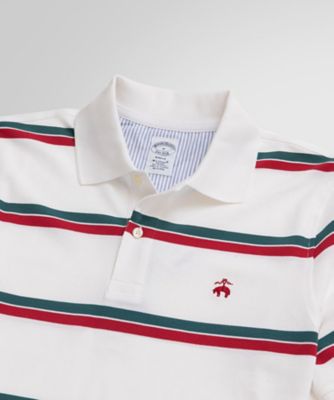 Brooks Brothers スーピマコットン ポロシャツ S スーピマコットン ストレッチピケ マルチストライプ ポロシャツ