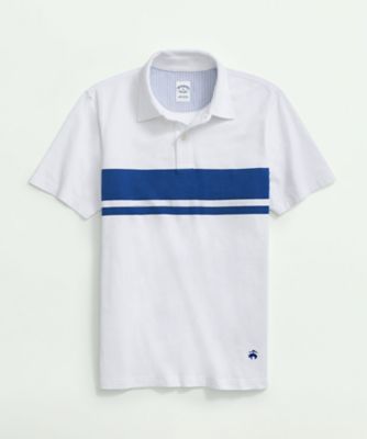 コットンジャージー チェストストライプ ポロシャツ | Brooks
