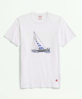 ＜Brooks Brothers＞コットン　セイルボートプリント　Ｔシャツ