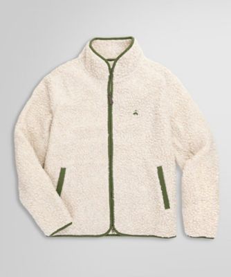 ウール混ボア GFロゴ モックネック フルジップジャケット
