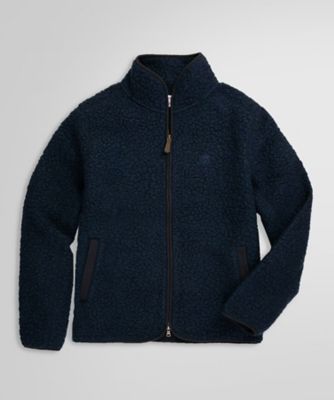 ウール混ボア GFロゴ モックネック フルジップジャケット