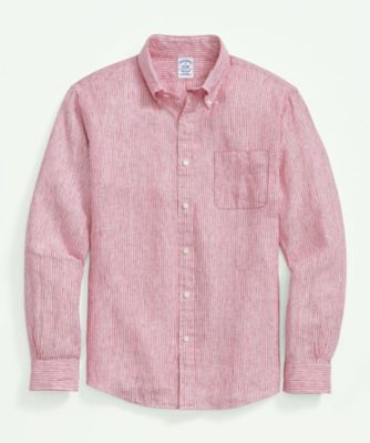 ＜Brooks Brothers＞リネン　ストライプ　カジュアルシャツ　Ｒｅｇｕｌａｒ　Ｆｉｔ