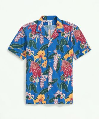 ＜Brooks Brothers＞コットン　ボタニカルプリント　ショートスリーブ　キャンプシャツ　Ｒｅｇｕｌａｒ　Ｆｉｔ