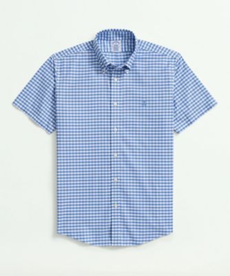 ＜Brooks Brothers＞ストレッチオックスフォード　ギンガムチェック　ショートスリーブ　カジュアルシャツ　Ｒｅｇｕｌａｒ　Ｆｉｔ