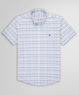 ＜Brooks Brothers＞ストレッチオックスフォード　ウィンドウペイン　ショートスリーブ　カジュアルシャツ　Ｒｅｇｕｌａｒ　Ｆｉｔ