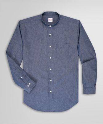 コットン シャンブレー バンドカラーシャツ | Brooks Brothers