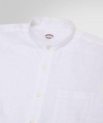 Brooks Brothers リネンバンドカラーシャツ ストライプ L リネン バンドカラー スポーツシャツ | Brooks Brothers Japan