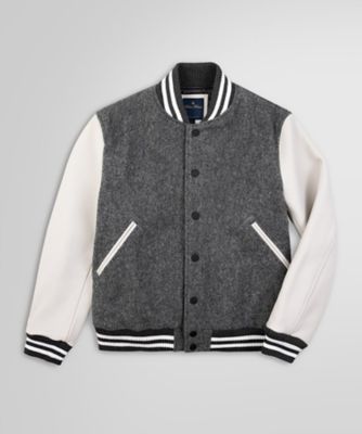 【送料無料】Brooks Brothers/ブルックス ブラザーズ ウール/カウレザー バーシティジャケット 202ライトグレー コート・ジャケット【三越伊勢丹/公式】