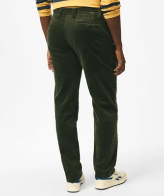 王道Brooks Brothers スラックス グリーン 　コーデュロイ ストレッチコットン 8－Waleコーデュロイ プレーンフロント