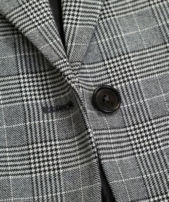 ポリエステルブレンド グレンチェック シングル1ボタンジャケット