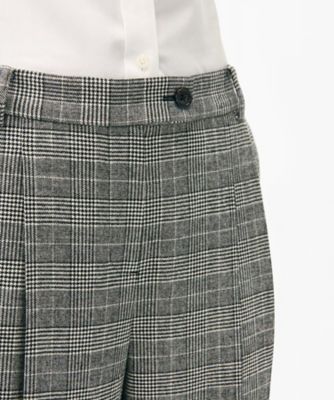 ポリエステルブレンド グレンチェック クロップド スラックス