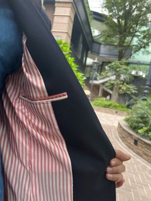 ウール／ポリエステル ストレッチツイル シングル2ボタン ブレザー