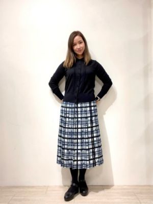 未使用品級　プリーツプリーズ　タータンチェック　セミロングスカート　Aライン 未使用品級 プリーツプリーズ タータンチェック セミロング