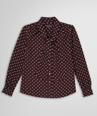 ＜Brooks Brothers＞ポリエステル　オリジナルドットプリント　ソフトボウタイブラウス