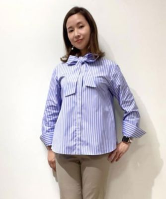 ＜Brooks Brothers＞コットン　ストライプ　ボウタイブラウス