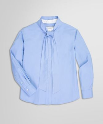 コットンポプリン Aライン ボウタイブラウス | Brooks Brothers