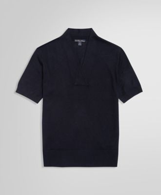 Gran Sasso ブラック ショールカラー ショートスリーブニット Gran Sasso ブラック ショールカラー ショートスリーブニット