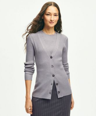 DRESSTERIOR23,100円シルクコットンVネックリブニットカーディガン DRESSTERIOR23,シルクコットンVネックリブニットカーディガン