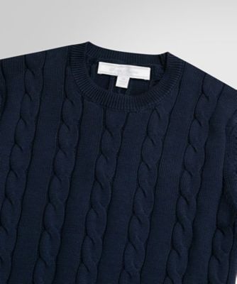 スーピマコットン ケーブル クルーネック ショートスリーブセーター