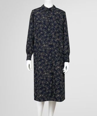 ＜Brooks Brothers＞ポリエステル　ＧＦ×ラインフラワープリント　ボタンフロント　ワンピース