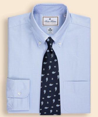 【送料無料】Brooks Brothers/ブルックス ブラザーズ ラグジュアリー コットン マイクロハウンドトゥース ドレスシャツ Regular Fit 501ブルー トップス【三越伊勢丹/公式】