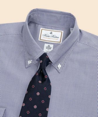 ラグジュアリー コットン マイクロハウンドトゥース ドレスシャツ