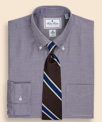 【送料無料】Brooks Brothers/ブルックス ブラザーズ ラグジュアリー コットン ハウンドトゥース ドレスシャツ Regular Fit 301ブラウン トップス【三越伊勢丹/公式】