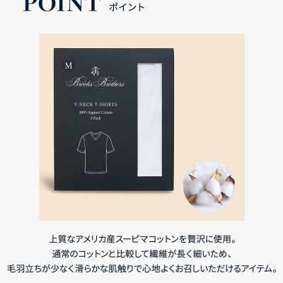 【日本未発売】Brooks Brothers ロゴ入りT-Shirts 3枚 スーピマコットン GFロゴ 3パック VネックTシャツ