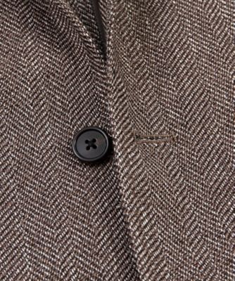 ウール／コットン／リネン ヘリンボーン 段返り3ボタンサック
