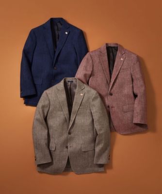 BROOKS BROTHERS リネン　テーラードジャケット　ヘリンボーン 未使用級・L相当】Brooks Brothers シルク ウール混 ブルックス