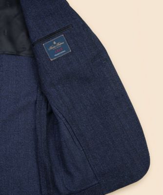 ウール／コットン／リネン ヘリンボーン 段返り3ボタンサック