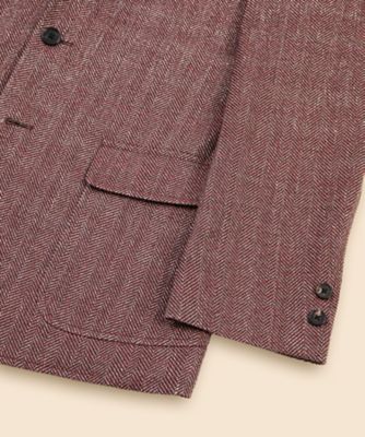 ウール／コットン／リネン ヘリンボーン 段返り3ボタンサック