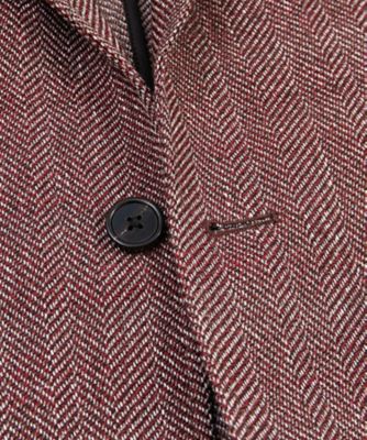 ウール／コットン／リネン ヘリンボーン 段返り3ボタンサック