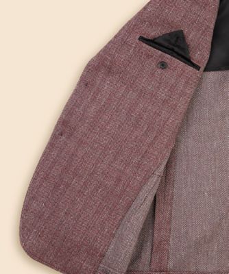 ウール／コットン／リネン ヘリンボーン 段返り3ボタンサック