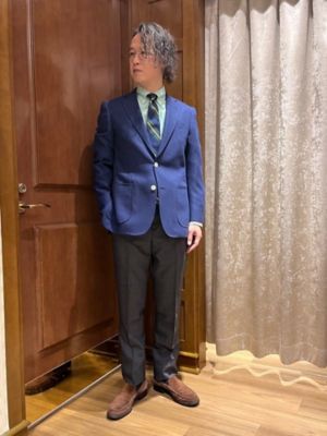 ウール／モヘヤ ホップサック 2ボタンアンコンジャケット