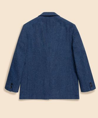 シェットランドウール ヘリンボーン 段返り3ボタンサックジャケット