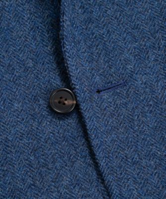 シェットランドウール ヘリンボーン 段返り3ボタンサックジャケット
