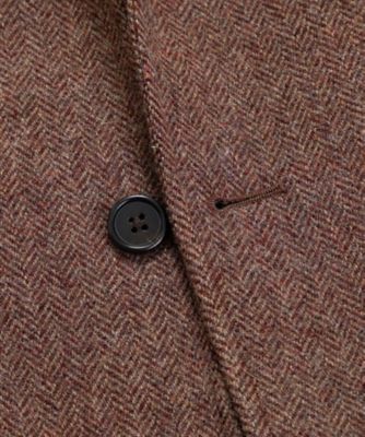 シェットランドウール ヘリンボーン 段返り3ボタンサックジャケット