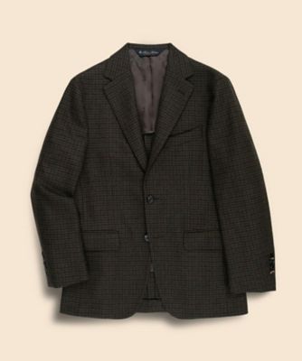 ウール／カシミヤ ガンクラブチェック 段返り3ボタンジャケット