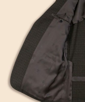 ウール／カシミヤ ガンクラブチェック 段返り3ボタンジャケット