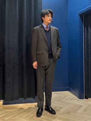 ウール ニット グレンチェック シングル2ボタンジャケット