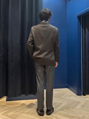 ウール ニット グレンチェック シングル2ボタンジャケット