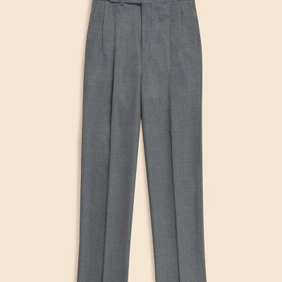 Brooks Brothers ウール プリーツトラウザーズ グレーサイズ32 ウール コバートツイル プリーテッド トラウザーズ | Brooks Brothers