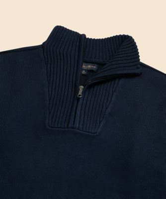 ブルックスブラザーズ　ハーフジップ　セーター　ニット　ブルー　M スーピマコットン ハーフジップ モックネックセーター | Brooks
