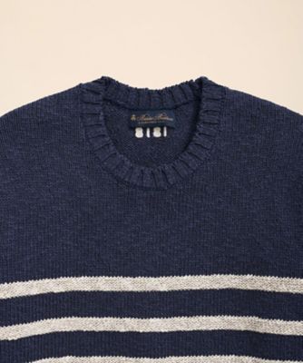 BRIEFING ストライプ クルーネックセーター コットン／リネン マリナーストライプ クルーネックセーター | Brooks