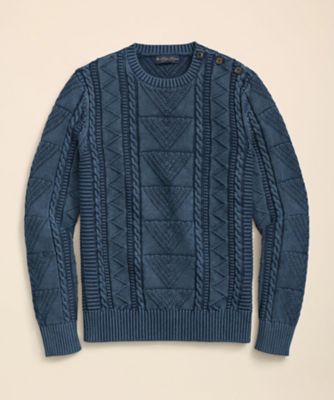 スーピマコットン クルーネック ガンジーセーター | Brooks