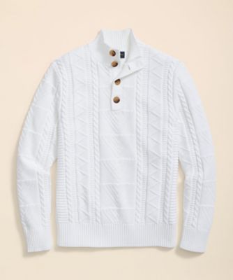 【SALE】Brooks Brothers/ブルックス ブラザーズ スーピマコットン ケーブル モックネックセーター 1ホワイト トップス【三越伊勢丹/公式】